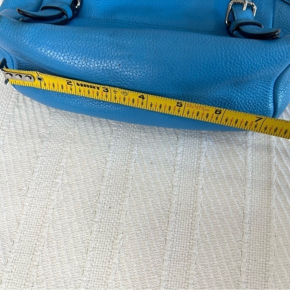 Coach Azure Blue Pebble Leather Silver Turn Lock Small Backpack - Picture 13 of 14
